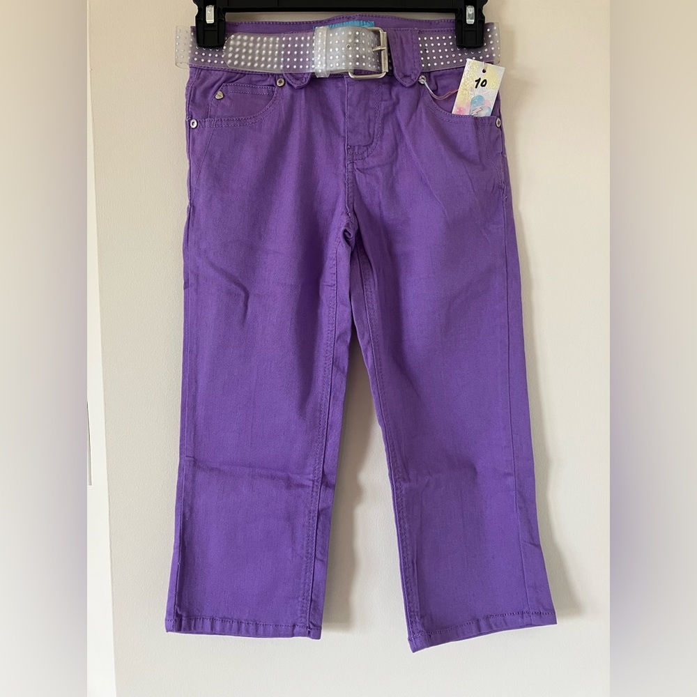 NWOT- Jolt Jeans Girls Purple Pants with belt. Size 10